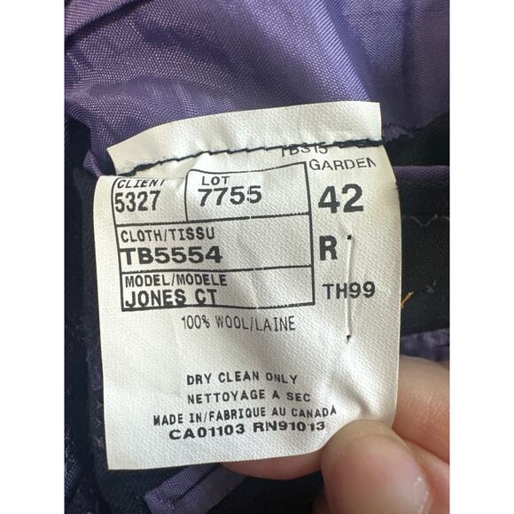 Ted Baker London Endurance 42R Wool Charcoal Gray w/ Purple Plaid Design Blazer - Picture 7 of 11